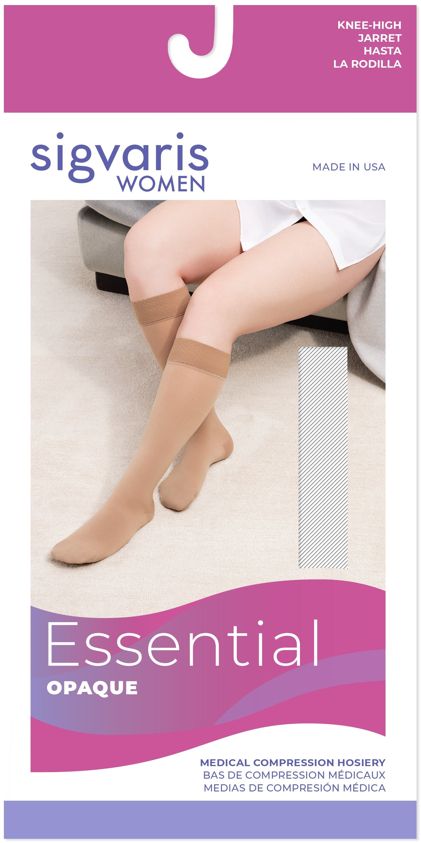 Sigvaris Women's Essential Opaque Calf with Grip-Top 20-30mmHg Women's Closed Toe