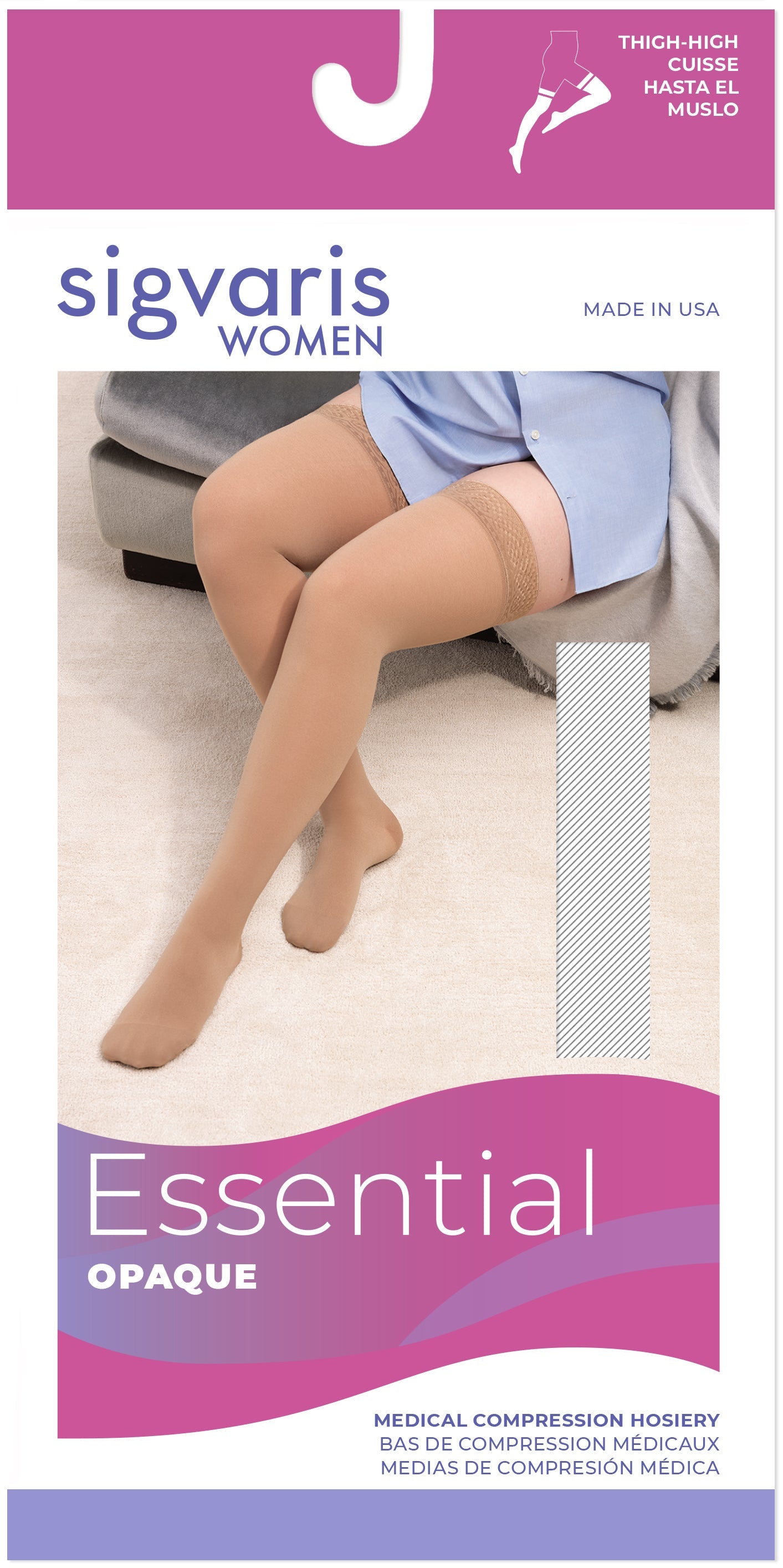 Sigvaris Women's Essential Opaque Thigh-High 30-40mmHg Women's Closed Toe