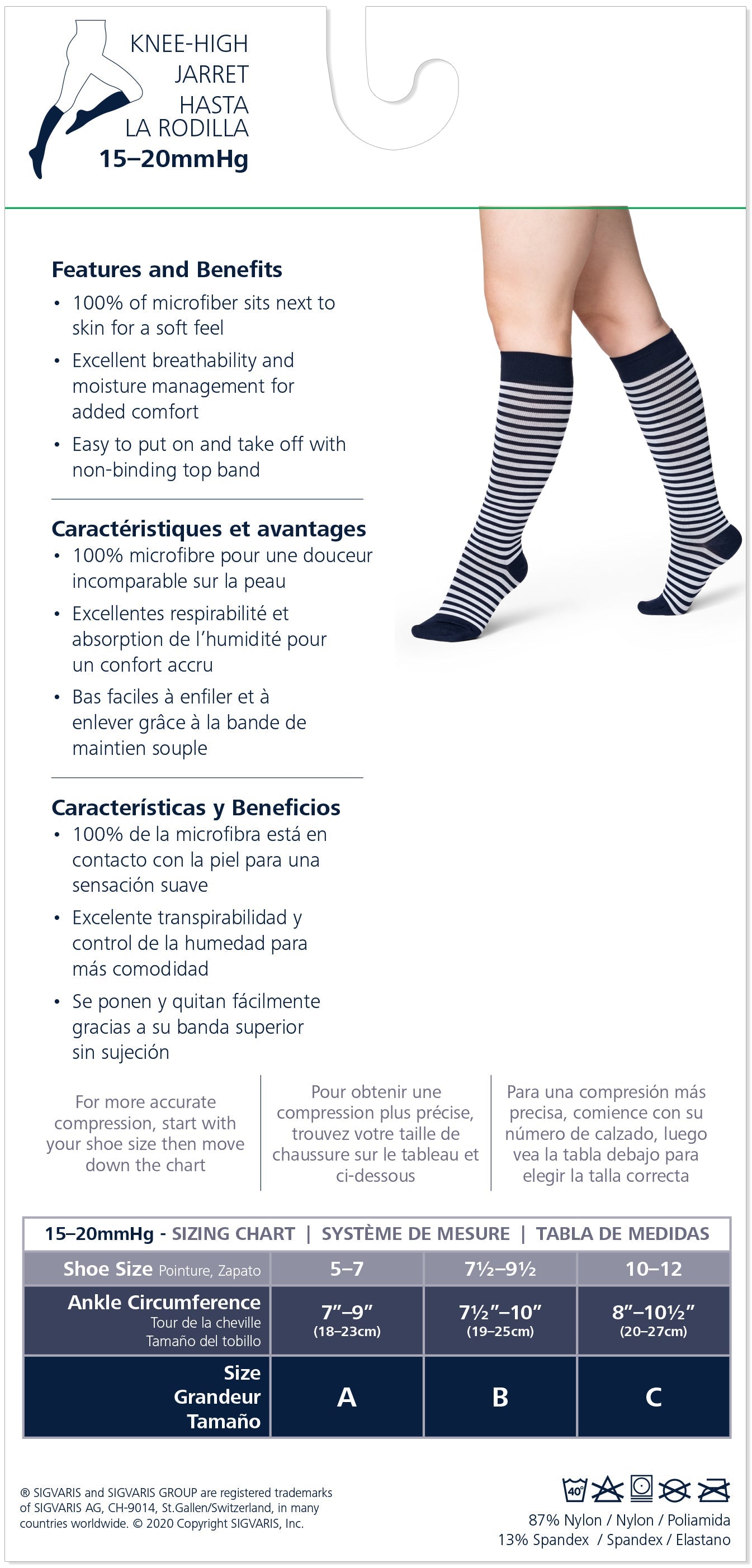 Sigvaris Women's Microfiber Shades Calf 15-20mmHg Closed