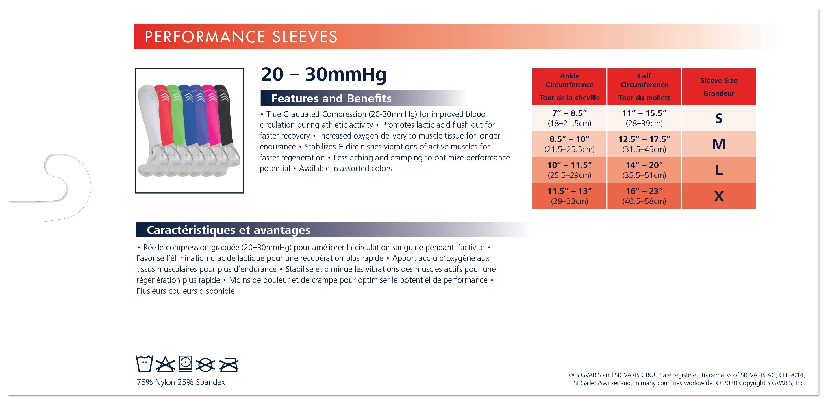 Sigvaris Men's Performance Sleeves Calf 20-30mmHg NA