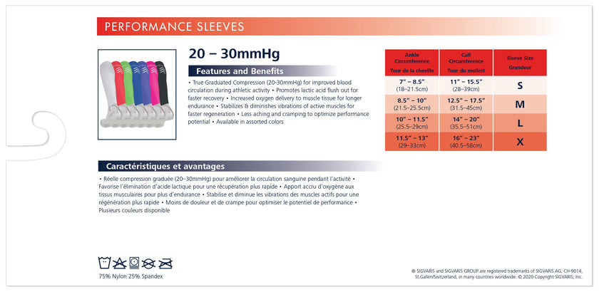 Sigvaris Men's Performance Sleeves Calf 20-30mmHg NA