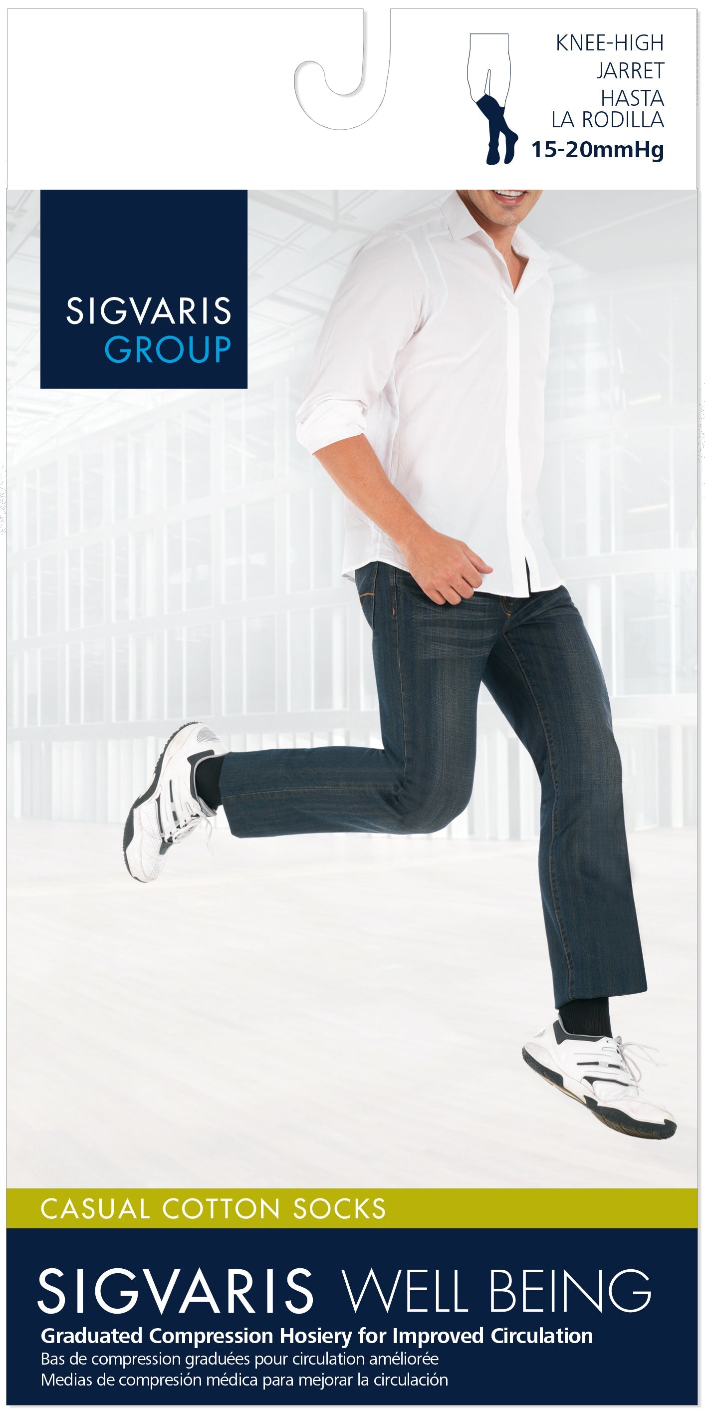 Sigvaris Men's Casual Cotton Calf 15-20mmHg Closed
