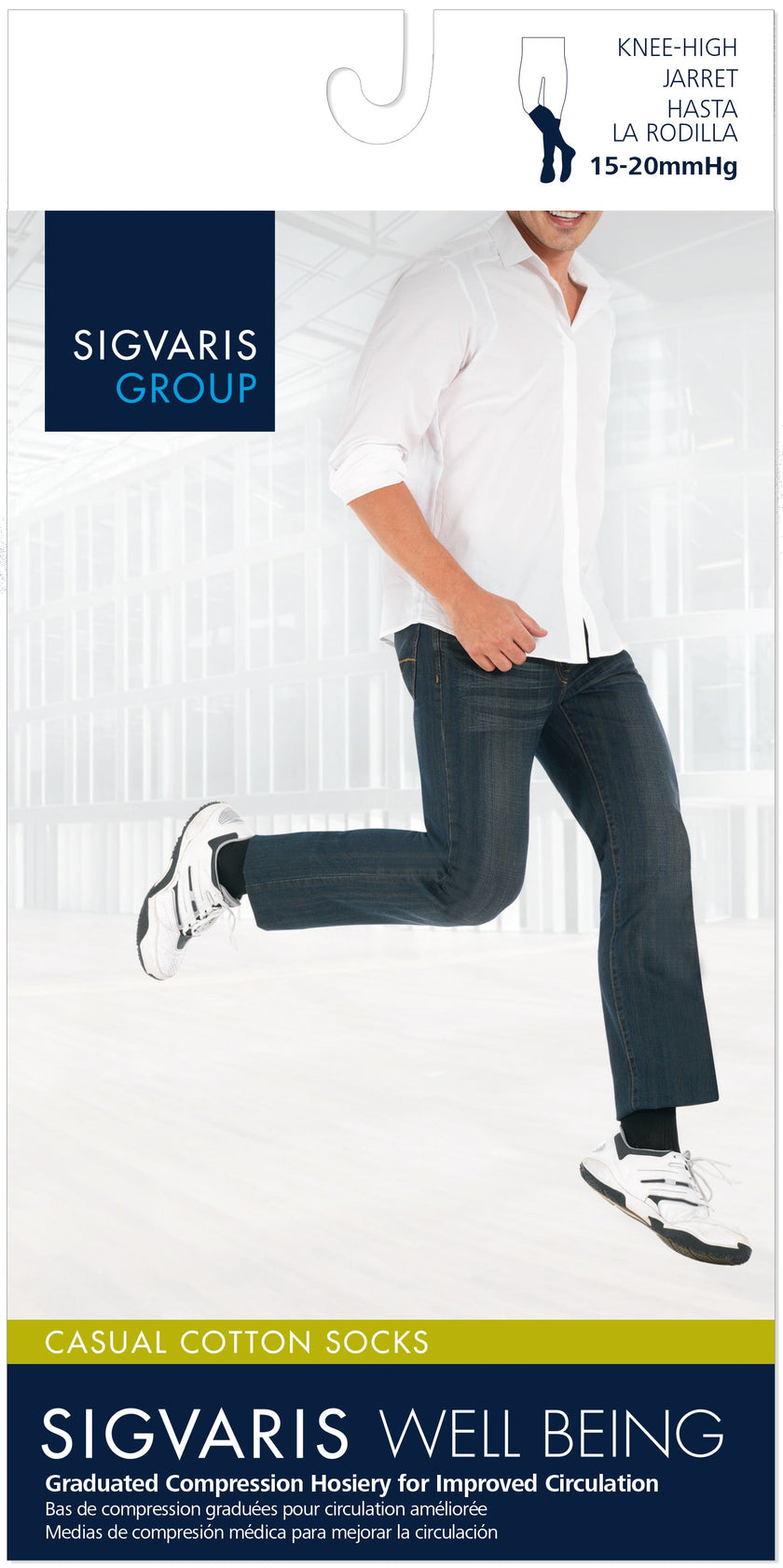 Sigvaris Men's Casual Cotton Calf 15-20mmHg Closed