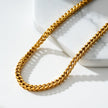 BRIELLA LG : Bracelet de cheville en chaîne cubaine dorée