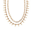 BRONTE : Collier à 2 chaînes superposées avec chaîne minimaliste à maillons plats et chaîne à crochet décorative.