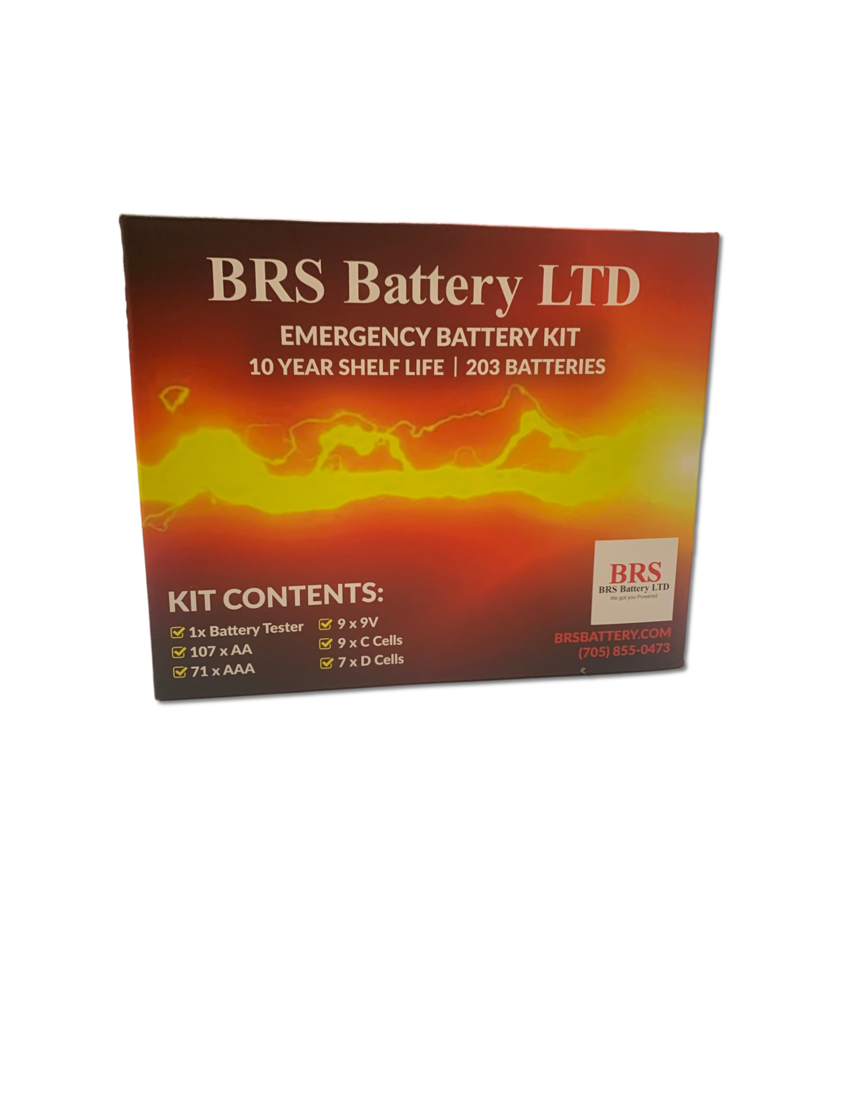 BRS Emergency Battery Kit: 203 Alkaline Batteries + Tester