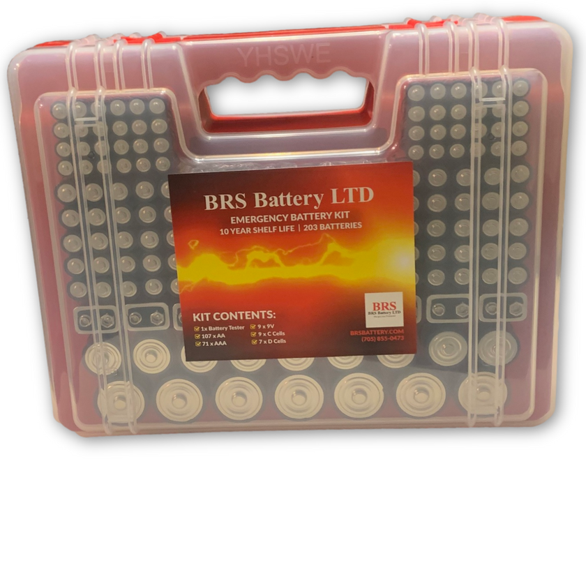 BRS Emergency Battery Kit: 203 Alkaline Batteries + Tester