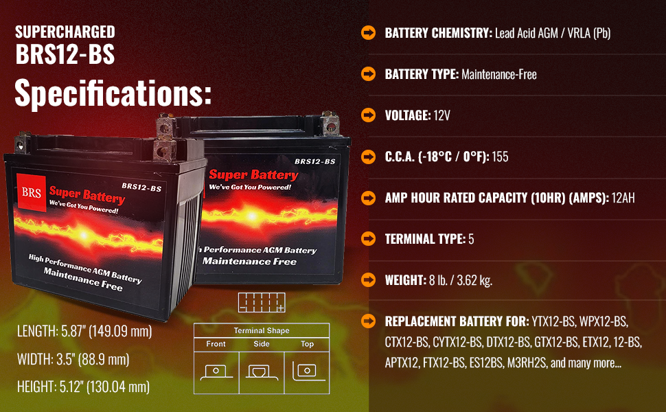 BRS12-BS 30 Day Warranty Battery & Smart Charger / Maintainer Combo Bundle Kit