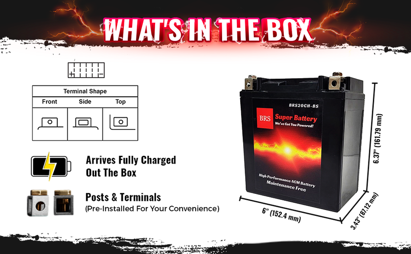 BRS20CH-BS 12v 20AH 270CCA 30 Day Warranty