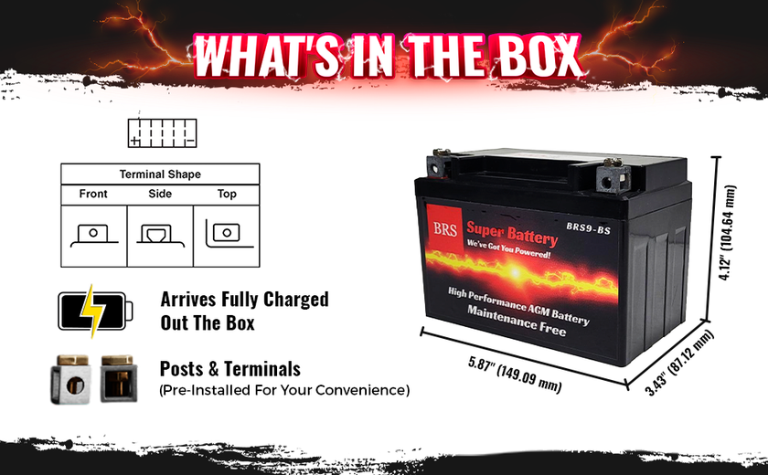 BRS9-BS 12v 9AH 135CCA 30 Day Warranty