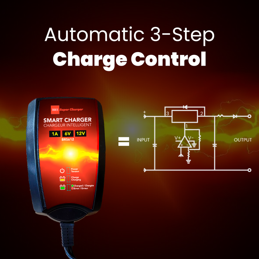 BRS Super Charger BRS612 - 6V/12V Trickle Charger - Battery Maintainer & Rejuvenator