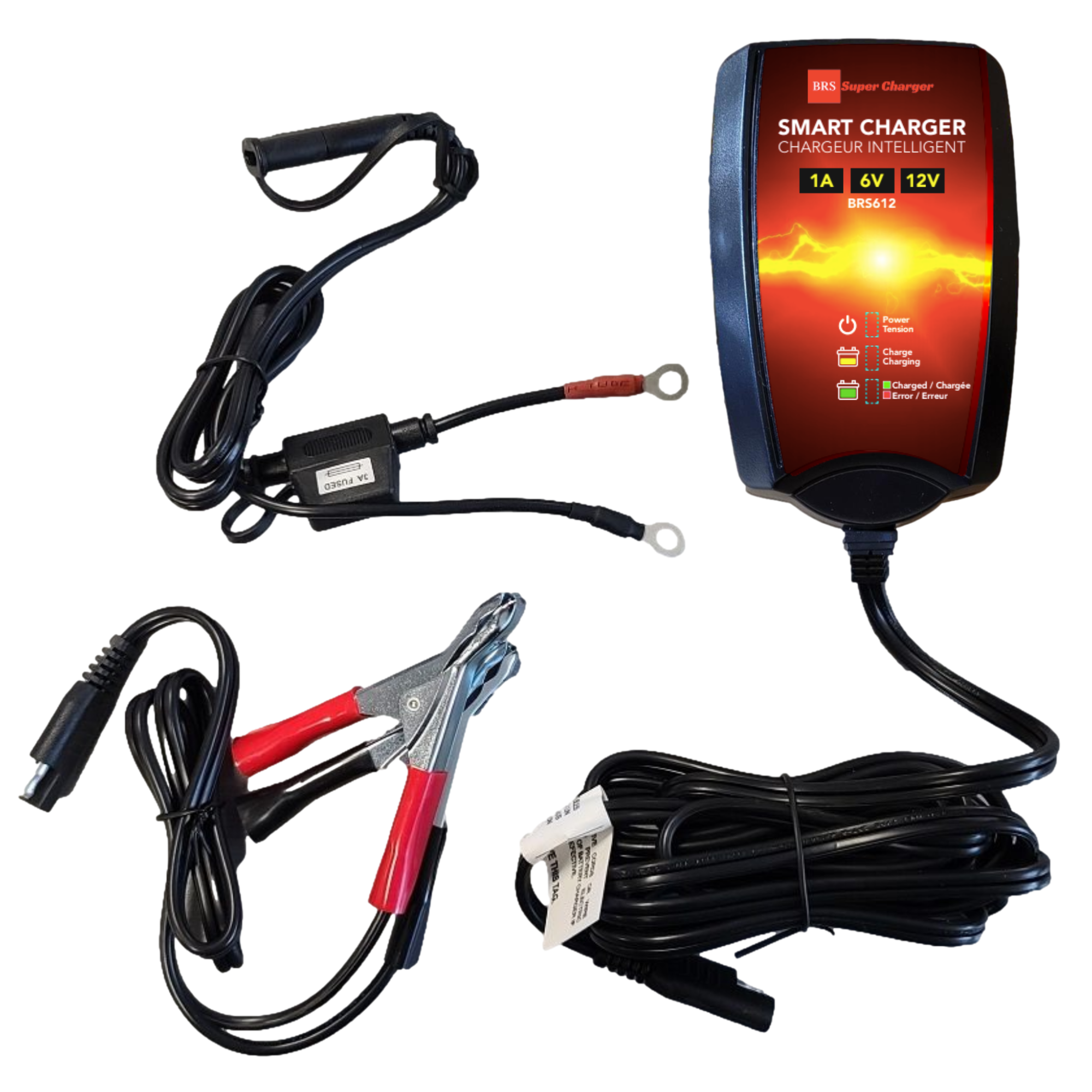 High Performance BRS12-BS 2 Year Warranty & Smart Charger / Maintainer Combo Bundle Kit 12v Sealed AGM PowerSports Battery