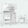 Elise Makeup Vanity Set with Mirror, Stool and Adjustable Shelves-White