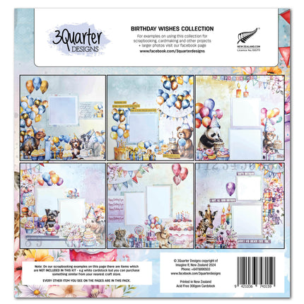 3Quarter Designs Birthday Wishes 12x12 Design Paper & Diecuts Set