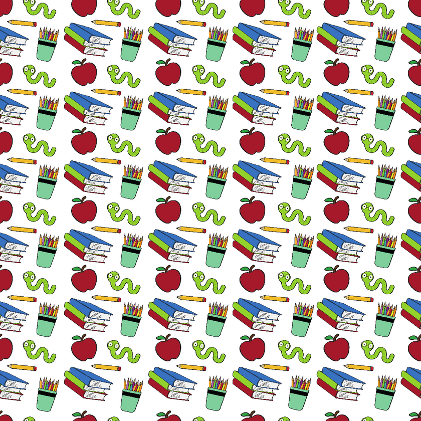 Little Bookworm Pattern Print Adhesive Vinyl