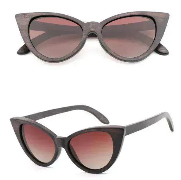 Bamboo Wood Glasses Fashion Ladies Cat Eye Polarized Sunglasses