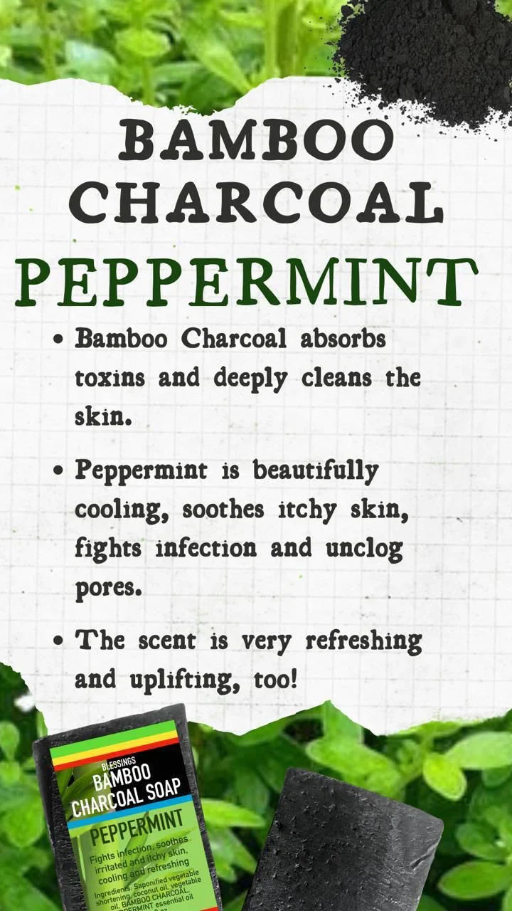 ALL NATURAL BAMBOO CHARCOAL PEPPERMINT FACE & BODY BAR