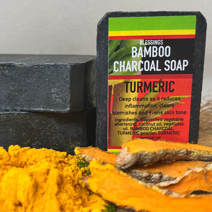 ALL NATURAL BAMBOO CHARCOAL TURMERIC FACE & BODY BAR