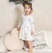 Robe longue à manches évasées en jersey de bambou avec culotte intégrée (imprimé forêt de cerfs)