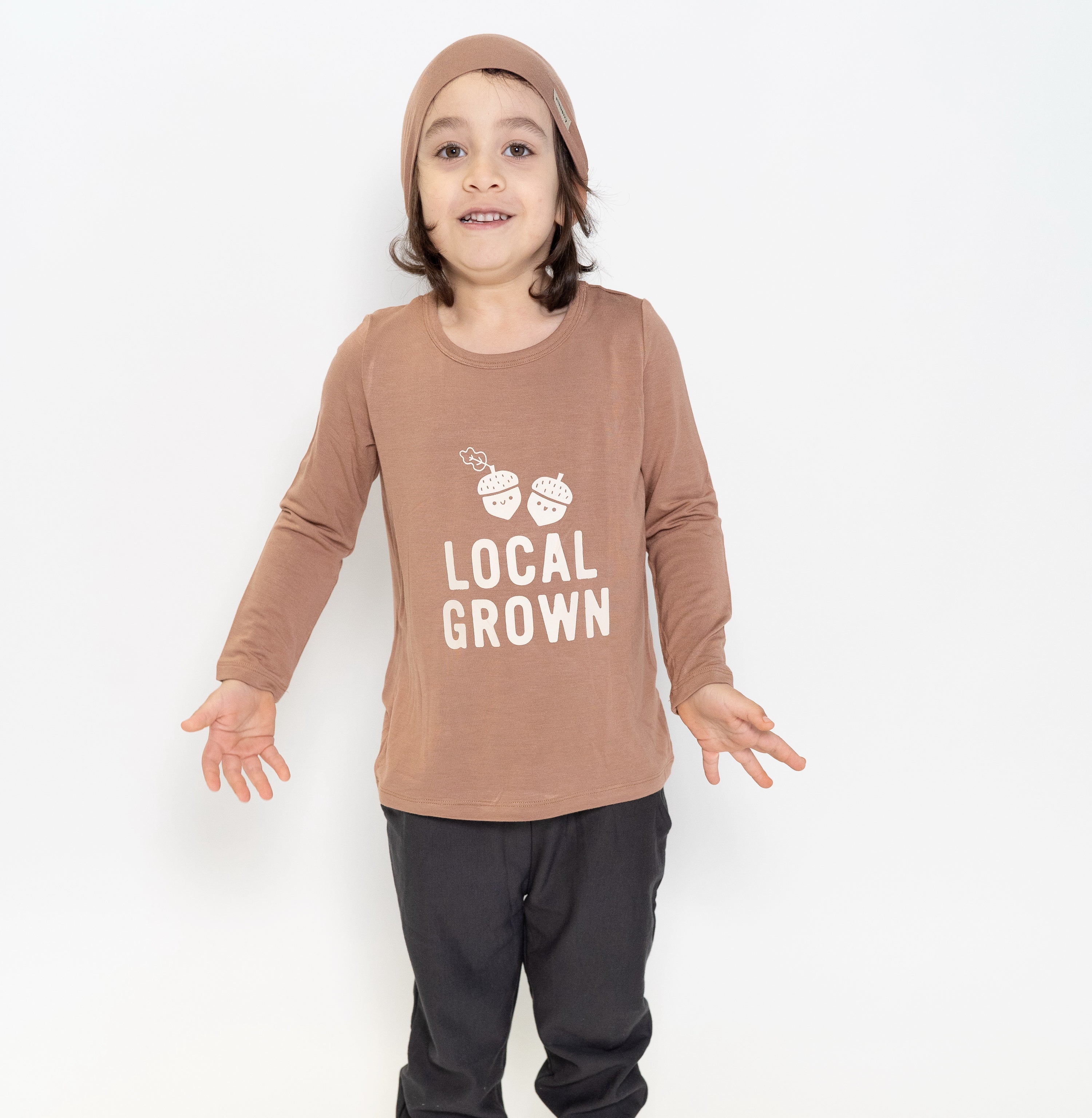 T-shirt à manches longues en bambou avec motif (fourrure de castor)