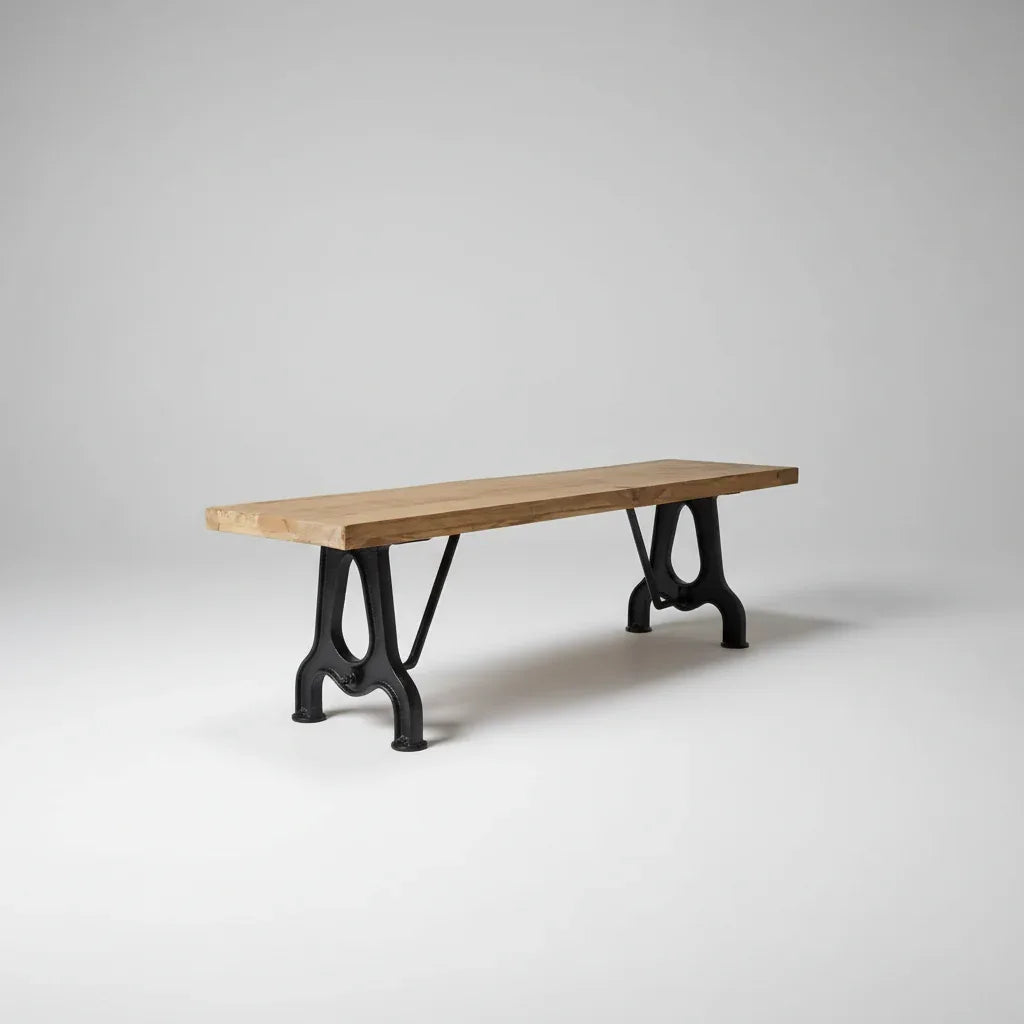 Banc en bois de manguier YORK avec pied en fonte noir
