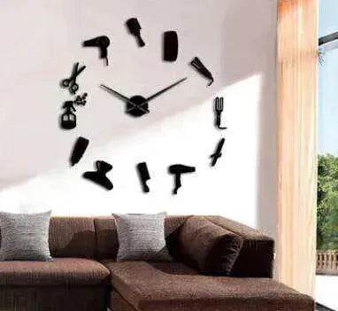 Barber Shop Hair Tools Oversized DIY Wall Clock
