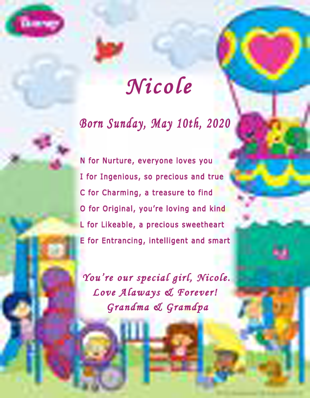 Barney Playground Name Poem