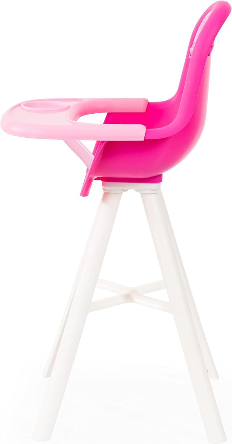 Bayer Design - Plastic High Chair - Pink - Integrated Dining Plate, Seat Belt, Accessories for Baby Dolls up to 18? - Pink - Age 3+