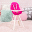 Bayer Design - Plastic High Chair - Pink - Integrated Dining Plate, Seat Belt, Accessories for Baby Dolls up to 18? - Pink - Age 3+