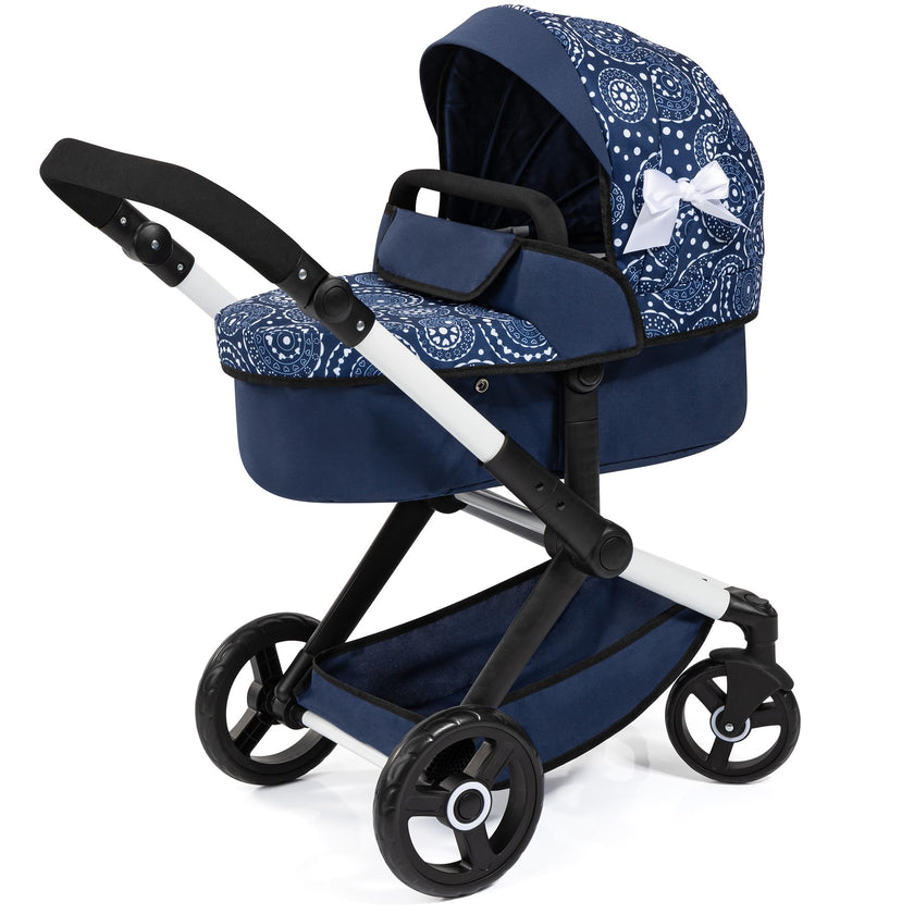 Bayer Design - XEO - DOLL PRAM BLUE WITH WHITE PATTERNS