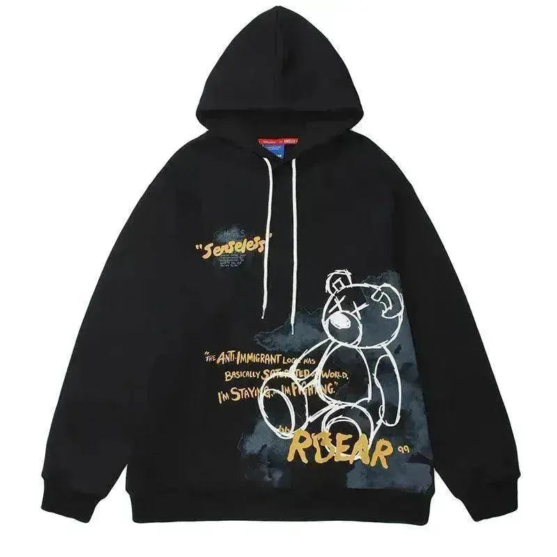 Bear Graphic Print Hoodie