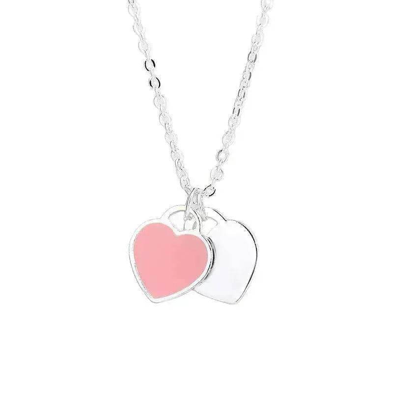 Beautiful copper-plated silver double heart necklace