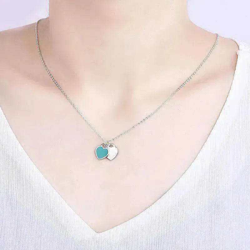 Beautiful copper-plated silver double heart necklace