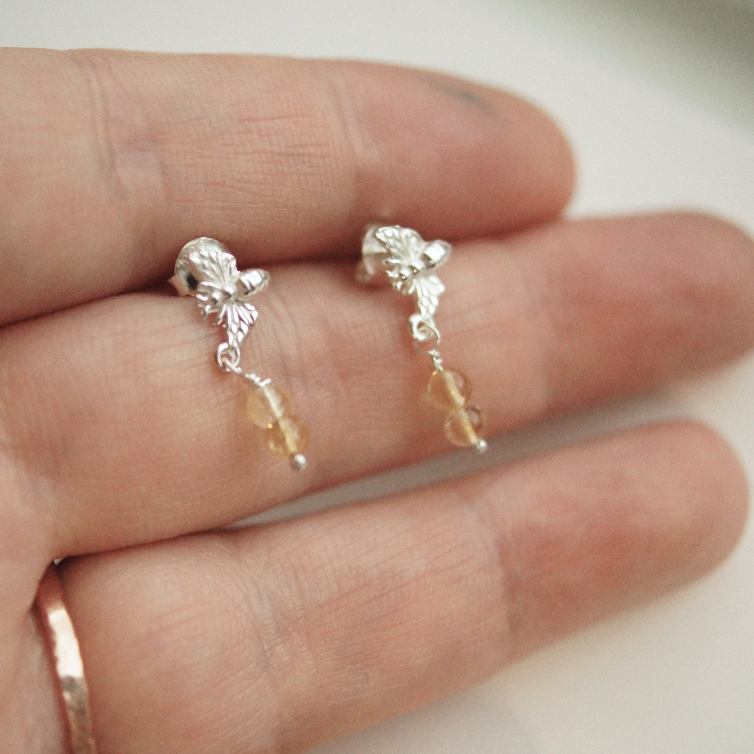 Bee and Citrine Studs