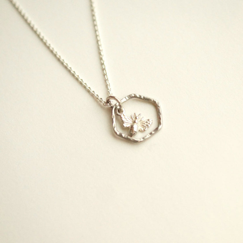 Bee in Hexagon Pendant