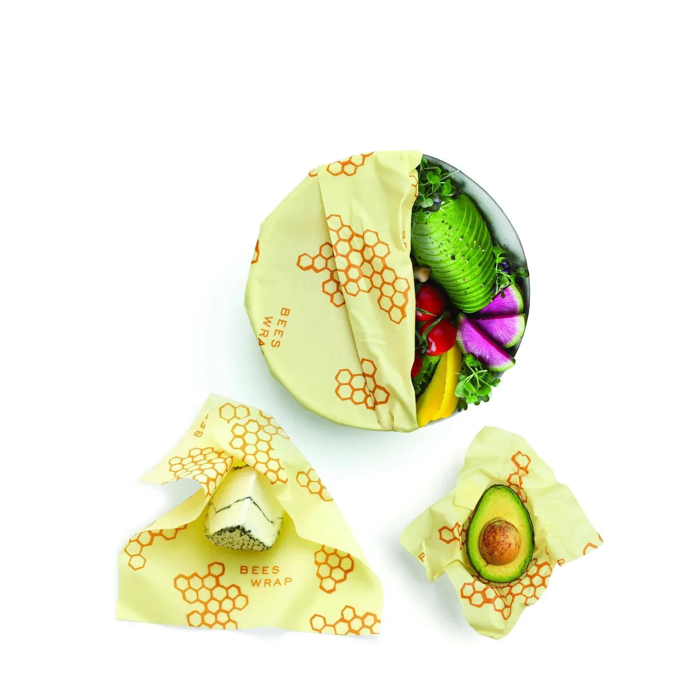 Bees Wrap - Bee-Hive Wrap Set 3/St Assorted Sizes Honeycomb