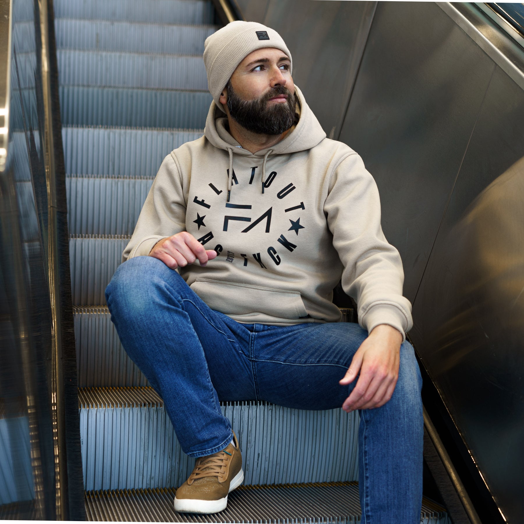 Sweat à capuche FA beige