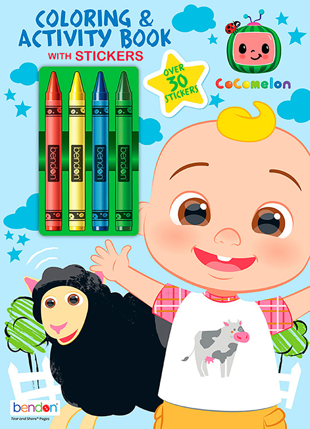 Bendon - COCOMELON - Livre de coloriage et d'activités avec crayons en PDQ - BILINGUE