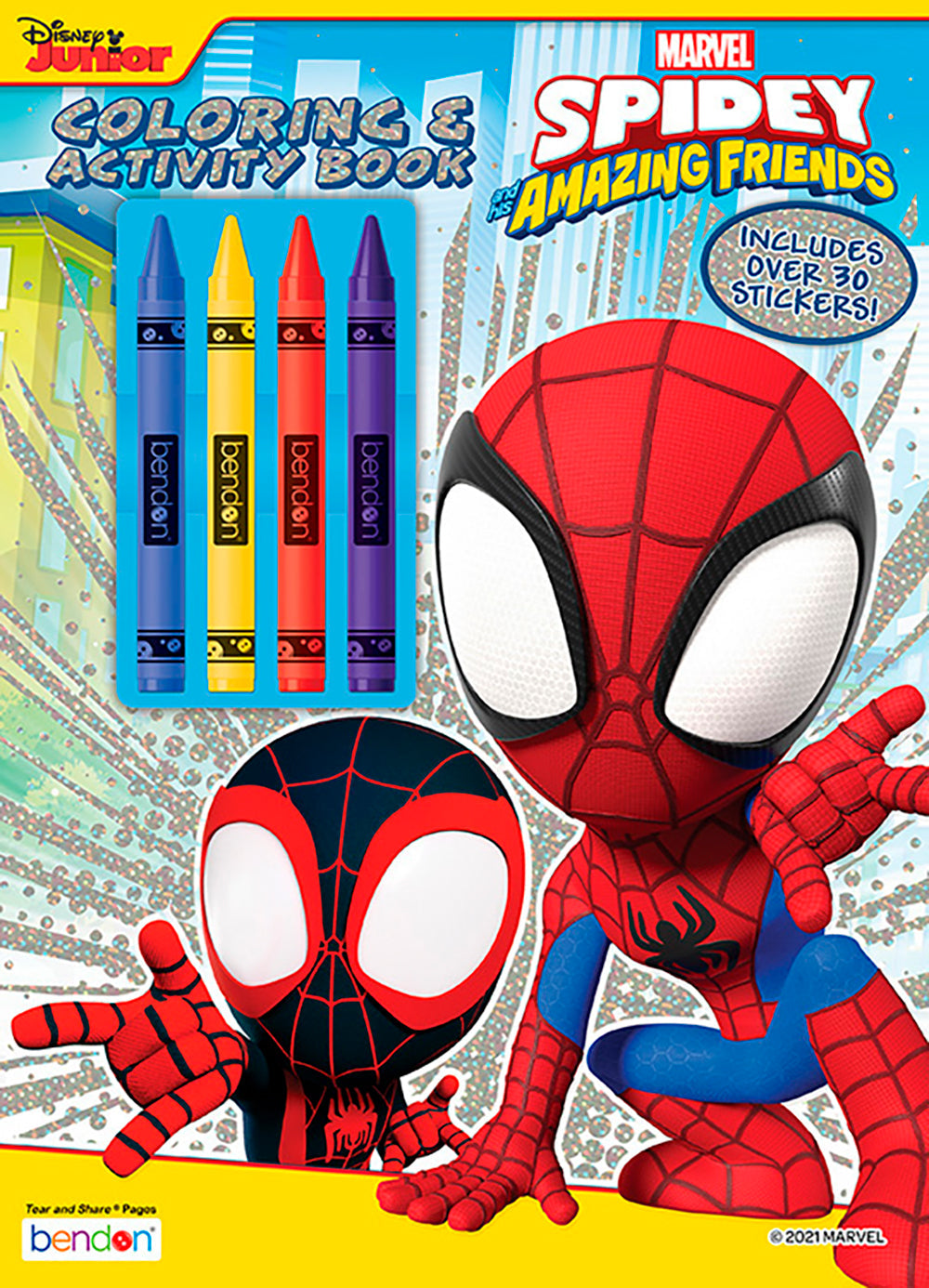 Bendon - SPIDEY - COLOURING and ACTIVITY BOOK w/CRAYONS in PDQ - BILINGUAL
