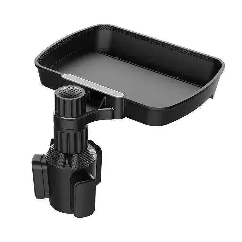 Car Cup Holder Tray with Phone Mount – Dual Drink Holder & Food Tray Car Organizer