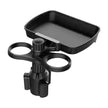 Car Cup Holder Tray with Phone Mount – Dual Drink Holder & Food Tray Car Organizer