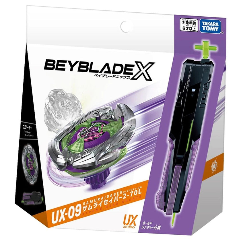 Takara Tomy Beyblade X Starter Set - UX-09 Starter Samurai Saber (with Hold Launcher)