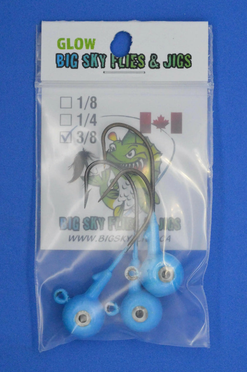 🍁Big Sky Titan 3/8oz Heavy Duty Jig Heads Glow 3/pack
