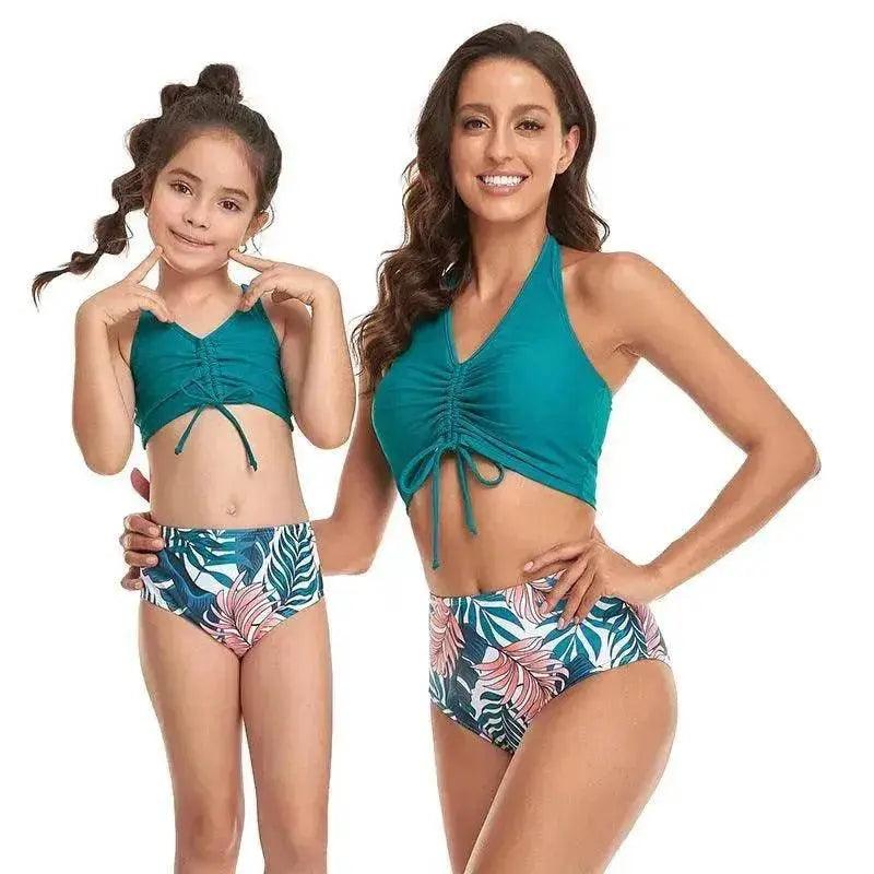 Women's Printed Parent-Child Split Bikini Set – 3 Colors S–XL