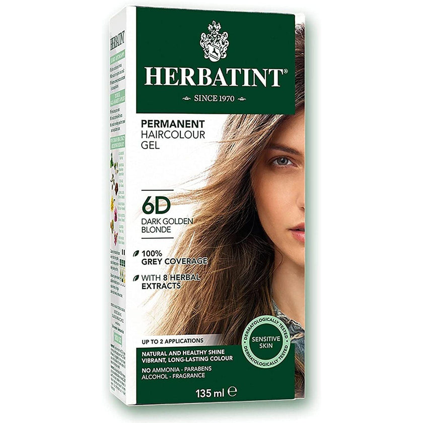 BioForce - Herbatint - Permanent Hair Color - D6 Dark Golden Blonde - 135ml