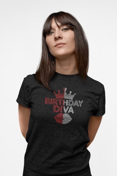 Birthday Diva Rhinestone Shirt – Sparkle Glam Birthday Bling Tee for Women | Blingdazzel