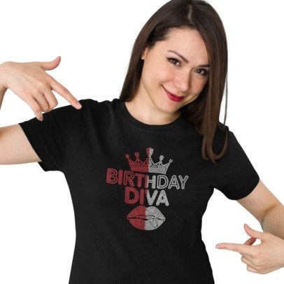 Birthday Diva Rhinestone Shirt – Sparkle Glam Birthday Bling Tee for Women | Blingdazzel