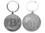 Bitcoin Coin Key Chain - Silver Metal Physical Blockchain Cryptocurrency Collectible Coin