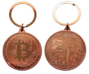 Bitcoin Coin Key Chain - Bronze Metal Physical Blockchain Cryptocurrency Collectible Coin