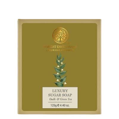 Savon au sucre de luxe Forest Essentials à l'oud et au thé vert